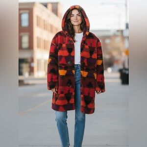 Women's Multicolor faux fur Aztec design Coat